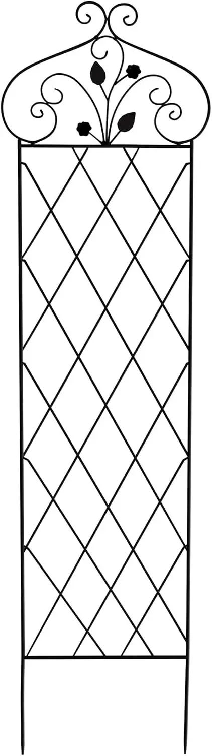 

63-дюймовая черная металлическая садовая решетка для вьющихся растений, лиан, роз, овощей, ягод и цветов - Декоративная решетчатая панель