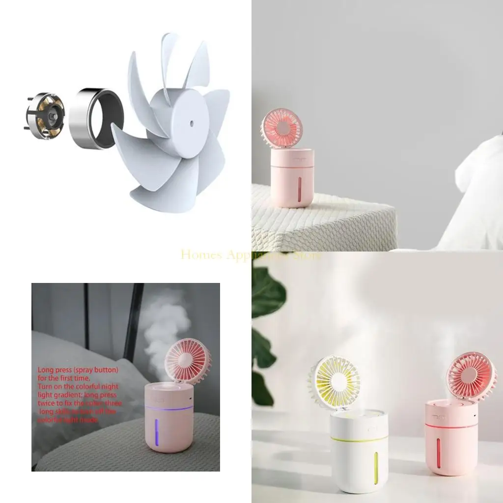 Umidificati muti D0AB per W/ Fan ricaricabile super tranquilla per umidificatore nebbia per camera da letto