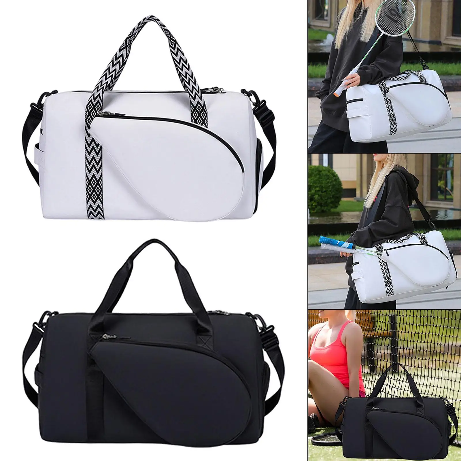 Borsa da tennis con manico regolabile, porta scarpe da fitness, borsa per racchetta da tennis