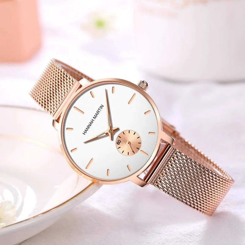 

Ladies Quartz Watch Stainless Steel Mesh Belt Small Second Hand Waterproof Watch With Bracelet for Women