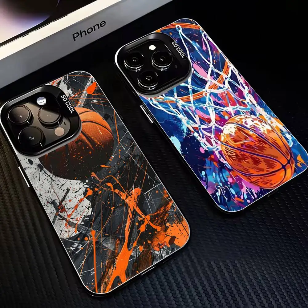 

Basketball Phone Case For iPhone17,16,15,14,13,12,11 Plus,Pro Max Black Matte Shockproof Cover