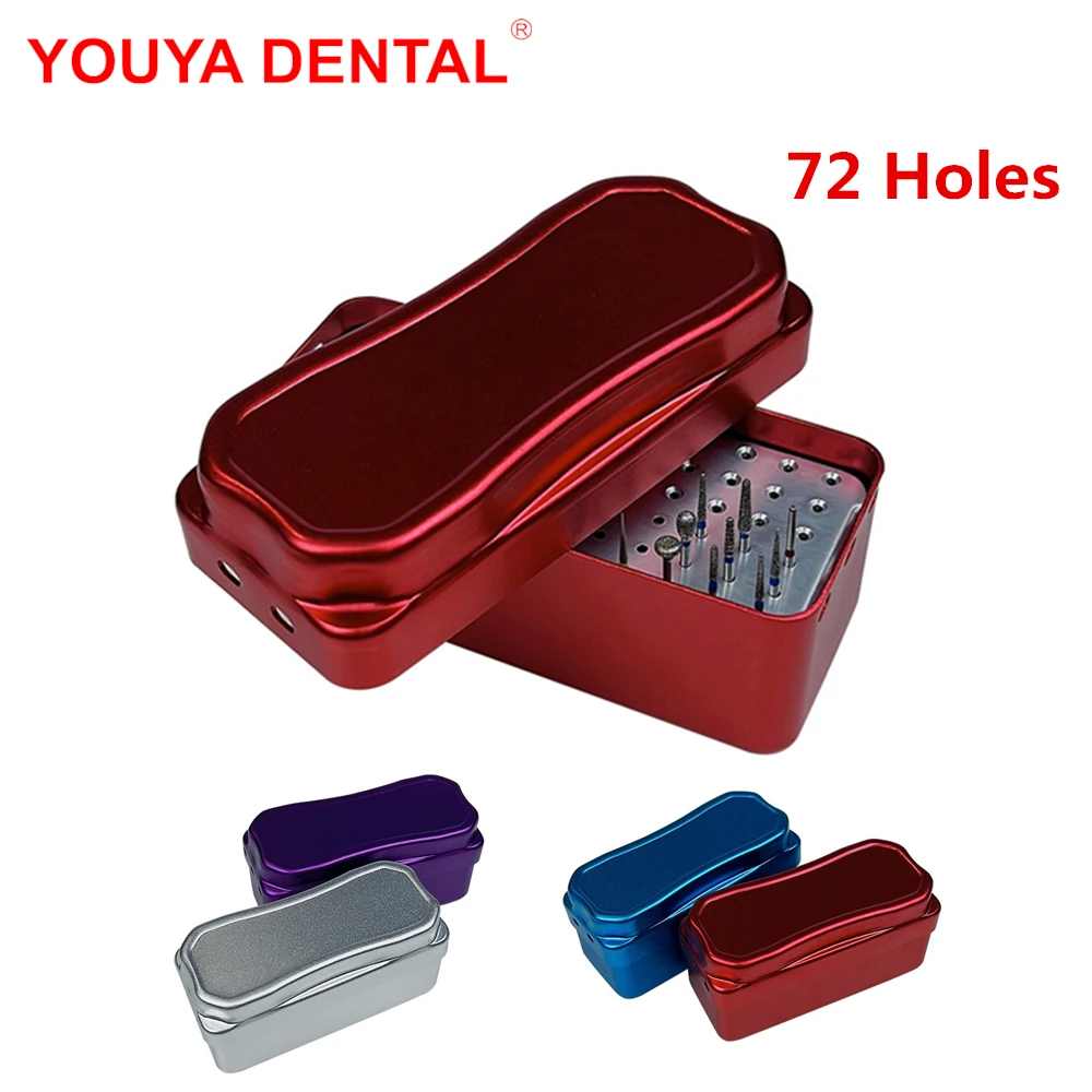 Dental Bur Holder Box 72 Holes Metal Diamond Bur Disinfection Storage Case Organizer Endo Files Holder Dentistry Lab Instruments