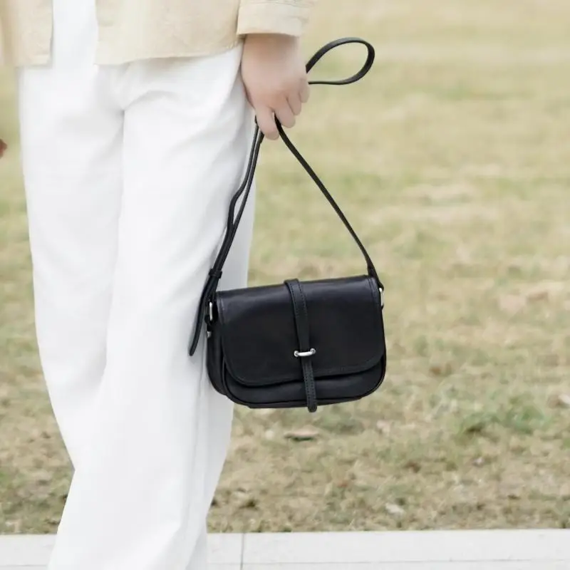 

Outdoor casual daily genuine leather ladies shoulder bag weekend party luxury real cow leather women's black crossbody bag