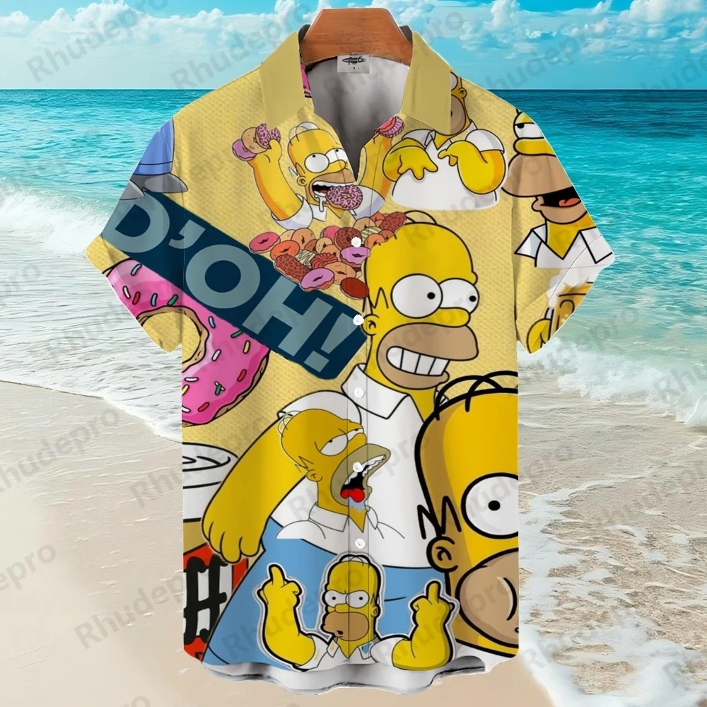 디즈니 심슨 3D 프린트 하와이안 셔츠 반팔 셔츠 초대형 Camisas De Hombre Funny Shirt Roupas Feminina