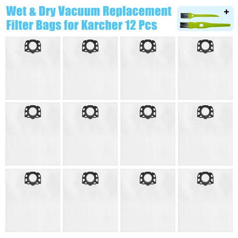 Replacement Filter Fleece Bags for Karcher Wet Dry Vacuums - For Karcher WD4, WD5, WD5/P, WD6 - Wet Dry Filter Bags With