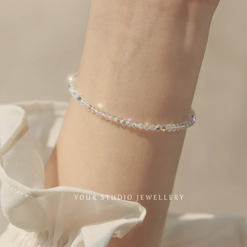 2023 Korean Version Ultra-fine Crystal Bracelet with Female Niche Design Simple Luxurious Bangle Lucky Energy Jewelry for Friend