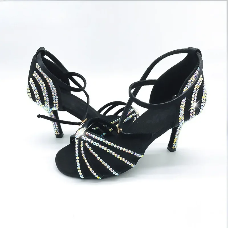 

girls' Latin dance shoes adults' cha cha samba salsa dance shoes for women diamond studded dance performance costumes zapatos