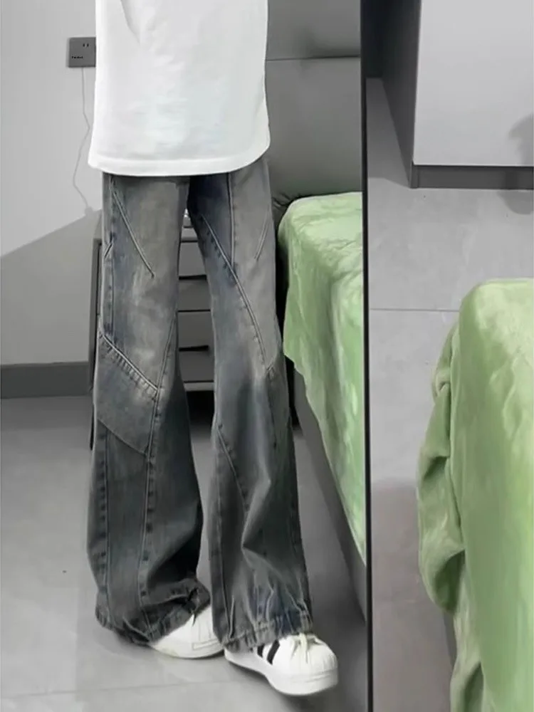 

Мужские винтажные синие джинсы Cleanfit с эффектом потертости, зауженные, слегка расклешенные, с низкой посадкой, укороченные, из полиэфирного волокна, прямого кроя