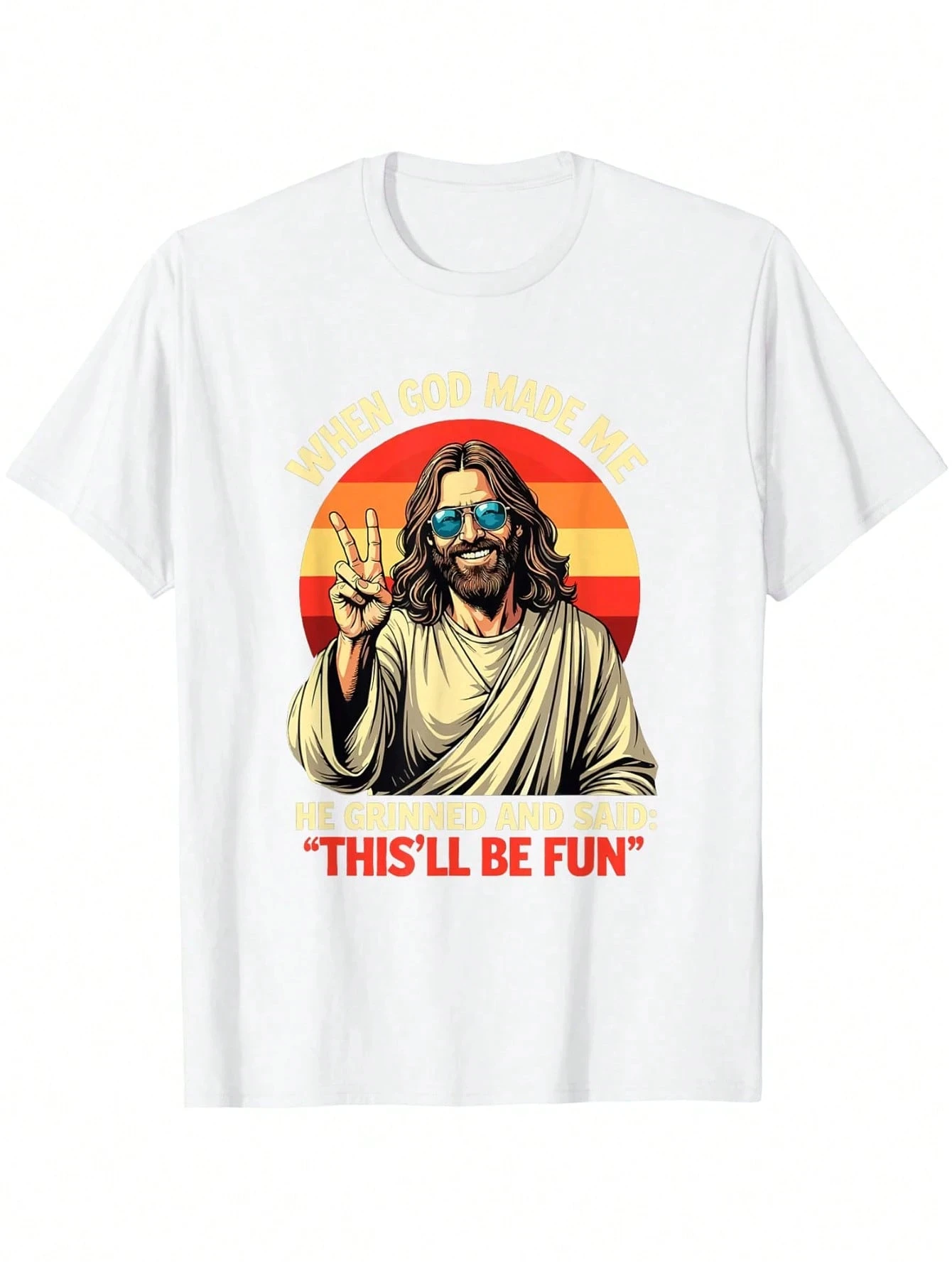 الرجال عندما جعل الله أنني ابتسرت وقل مضحك المسيحية يسوع تي شيرت القطن تي شيرت للرجال تي شيرت المتضخم تي شيرت