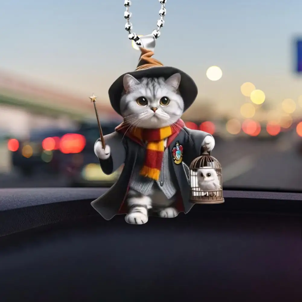 Magic Kitten Car Ornament Acrylic Magic Kitten Decor Adorable Acrylic Cat Pendants for Car Xmas Tree Decorations Set of 2 Cute