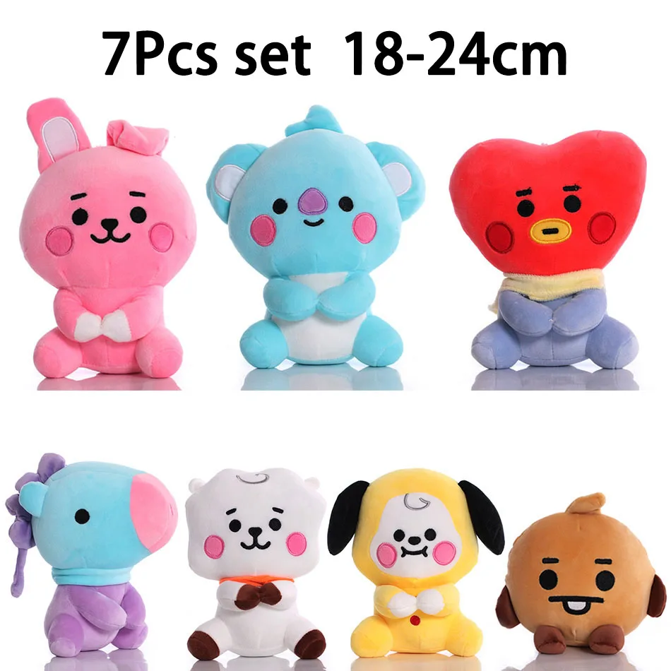 BT21 Plush Toys Kawaii Mini Keychain Anime Bag Pendant Ornament for Kids 12-22cm Bt21 Peripherals Soft Stuffed Animals Doll Gift