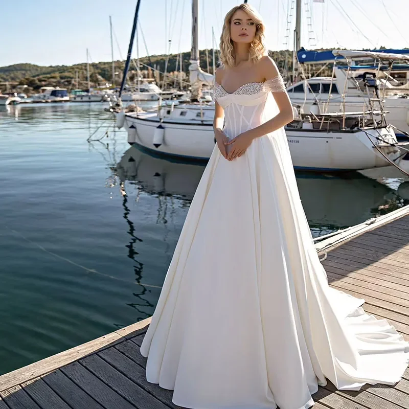 Robe de mariée princesse A-Line, robe de patients perlés chérie, plage dos nu sexy, photographie en plein air, élégante et nouvelle