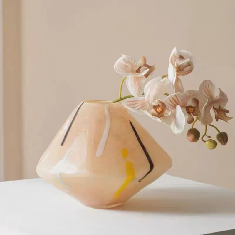 

Irregular Shape Vase LivingRoom Decoration Home Glass Color Matching Vases Ornament Wedding Decoration Desktop Crafts Flower Pot