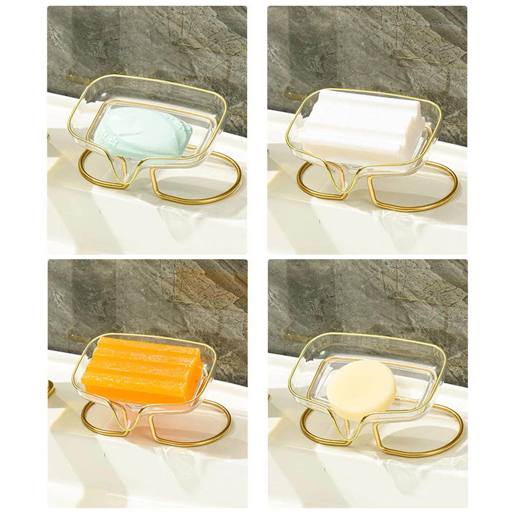 Soap Dish Box Bathroom Shower Soap Holder with Metal Bracket Drain Portable Leaf Shape Toilet Laundry Soap Rack Tray For Basin