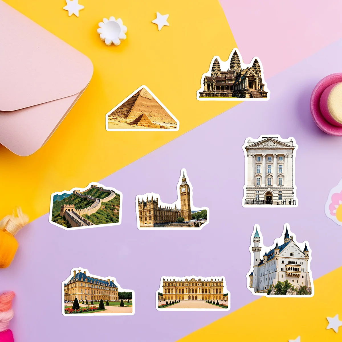 50/100PCS World Famous Architecture Graffiti Stickers Water Cup Laptop Waterproof Decoration Creative Stationery Sticker