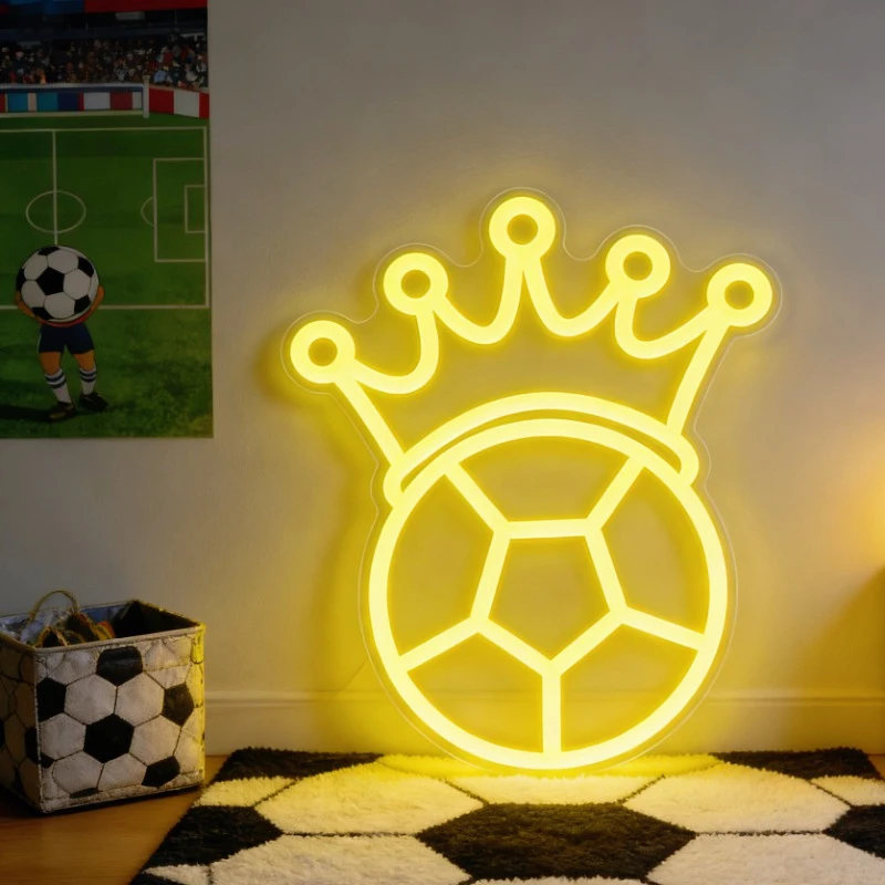 フットボールクラウンネオンサイン-usb調光可能ledネオンライトサイン-ウォールアート装飾-フットボール場用-フットボール愛好家向けパーティーギフト