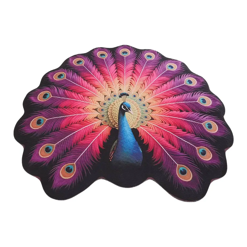 Special-shaped Peacock Carpet Soft Non-slip Bathroom Floor Mat 60x60cm/100x100cm Absorbent Peacock Mat