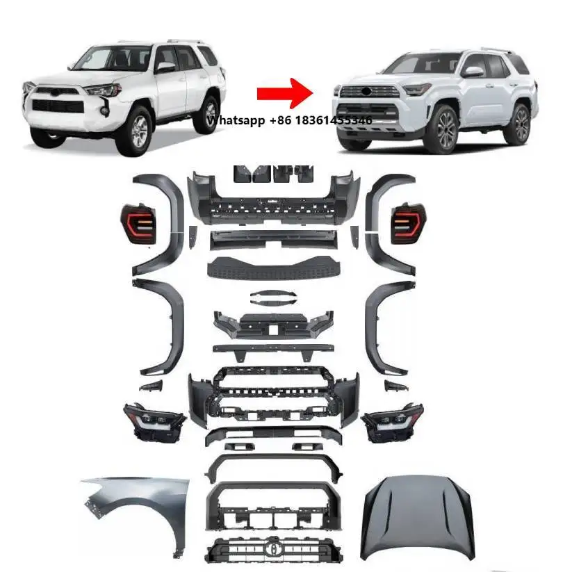 

For 4Runner 2010-2024 Upgrade to 2025 4R 4x4 Offroad Full Body Kit with Headlight Taillight Fender Car Hood Bumper Kit