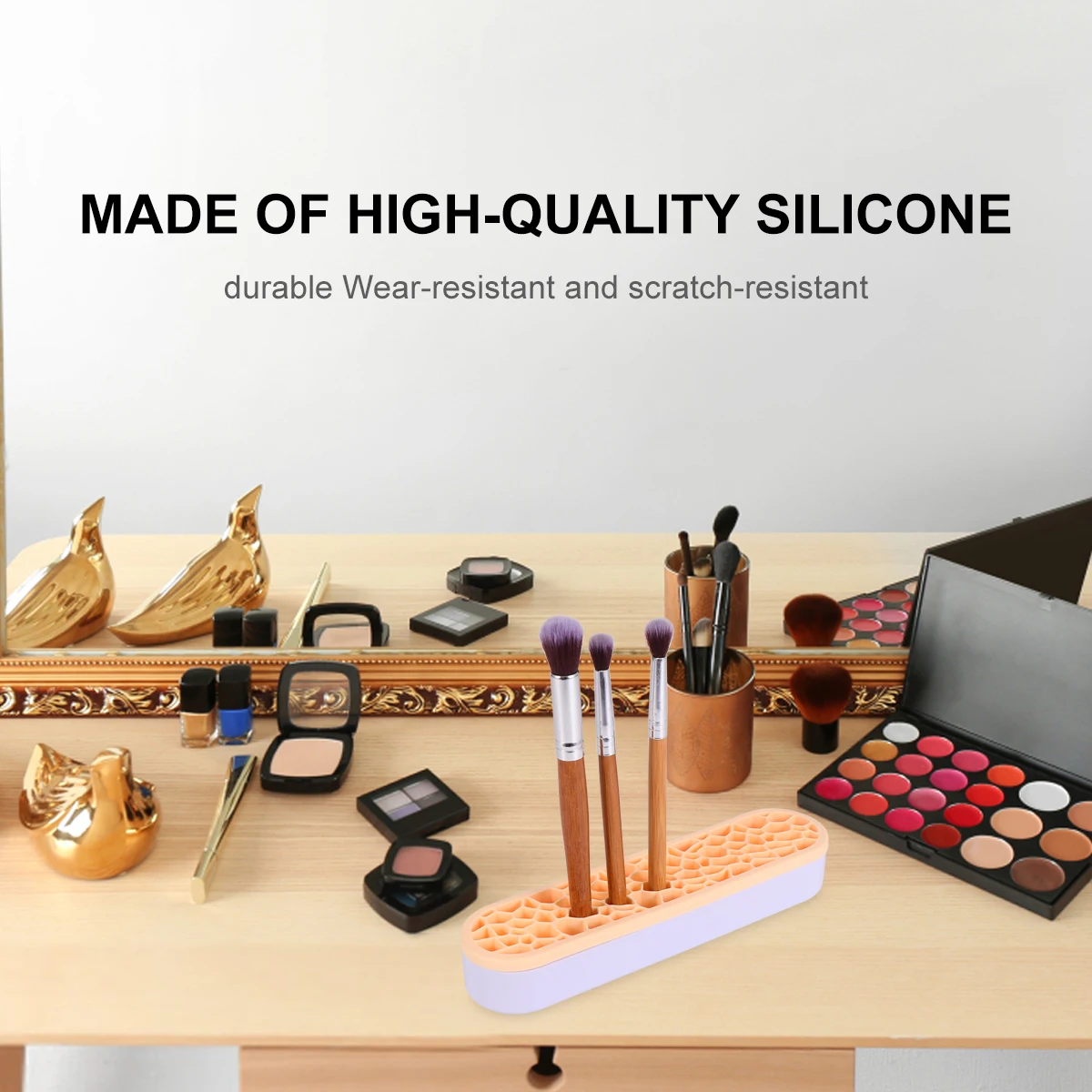 

Box Silicone Holder For Travel Waterproof Brush Holders Dust-Proof Storage Rack Makeup Brush Organizer Yellow