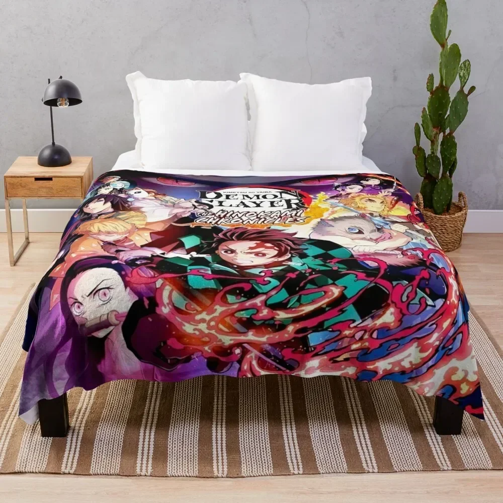 demon poster Throw Blanket Flannels Bed Thin heavy to sleep Blankets