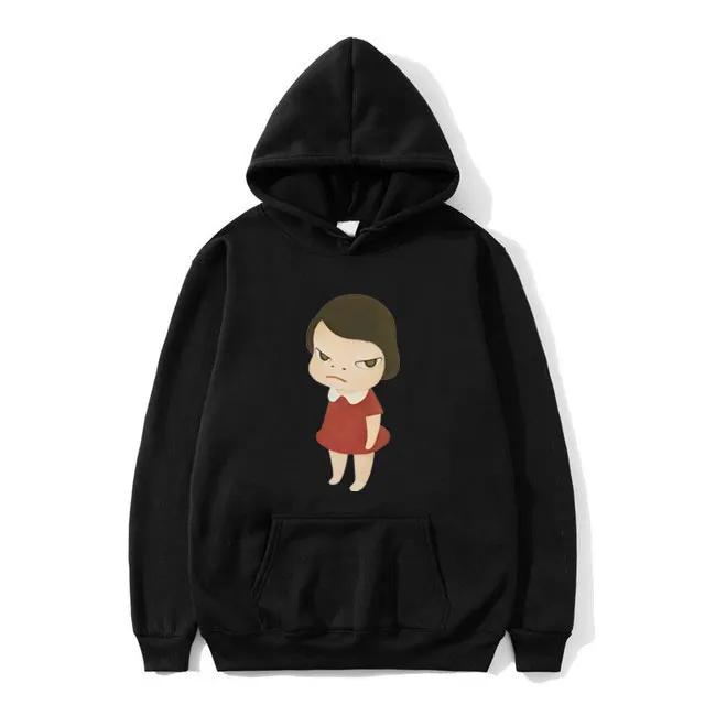 Yoshitomo Nara Red Dress Girl Graphic Hoodie Men Women's Cartoon Hooded Sweatshirt Male Cute Funny Oversized Streetwear Hoodies