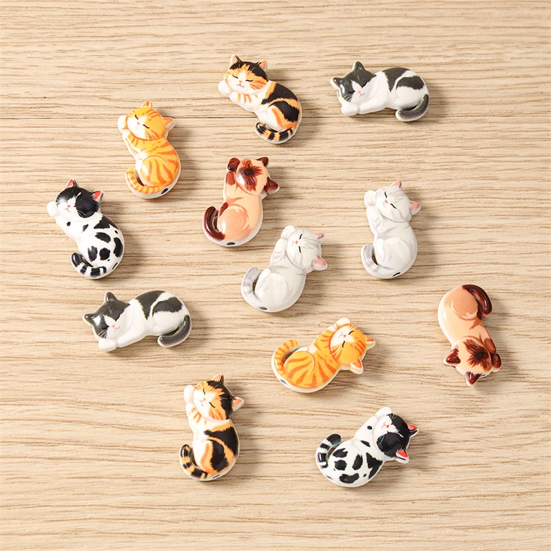 5 Stück 18x11mm Cartoon-Tier-Katzen-Abstandshalter, lose Anhängerperlen für die Schmuckherstellung, DIY handgemachte Armbänder, Halsketten, Bastelzubehör – Detail 11