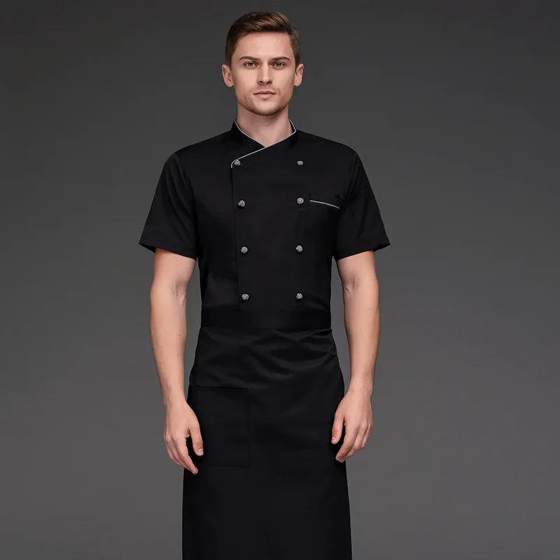 Western Restaurant Thin Hotel Chef Overalls Men's Short-Sleeved Dining Restaurant Kitchen Chef Summer