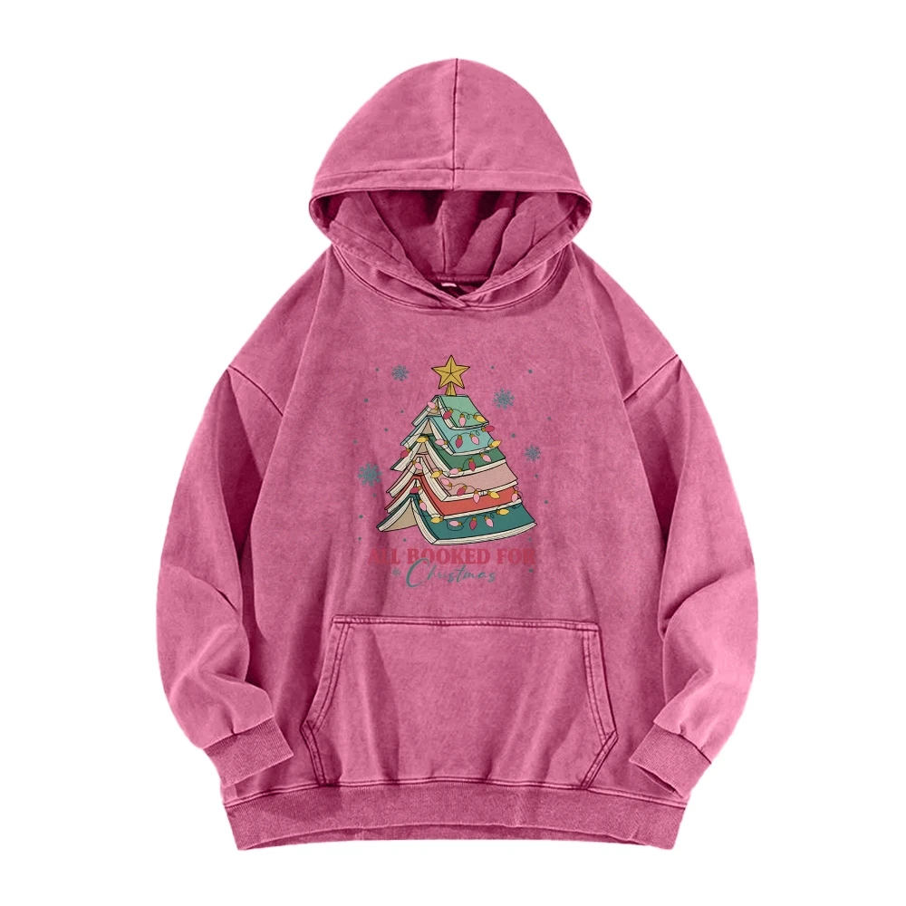 Sudadera con capucha lavada informal para Navidad, regalo para librerista, Bookworm, suéter de árbol de libros, jerséis para amantes de los libros