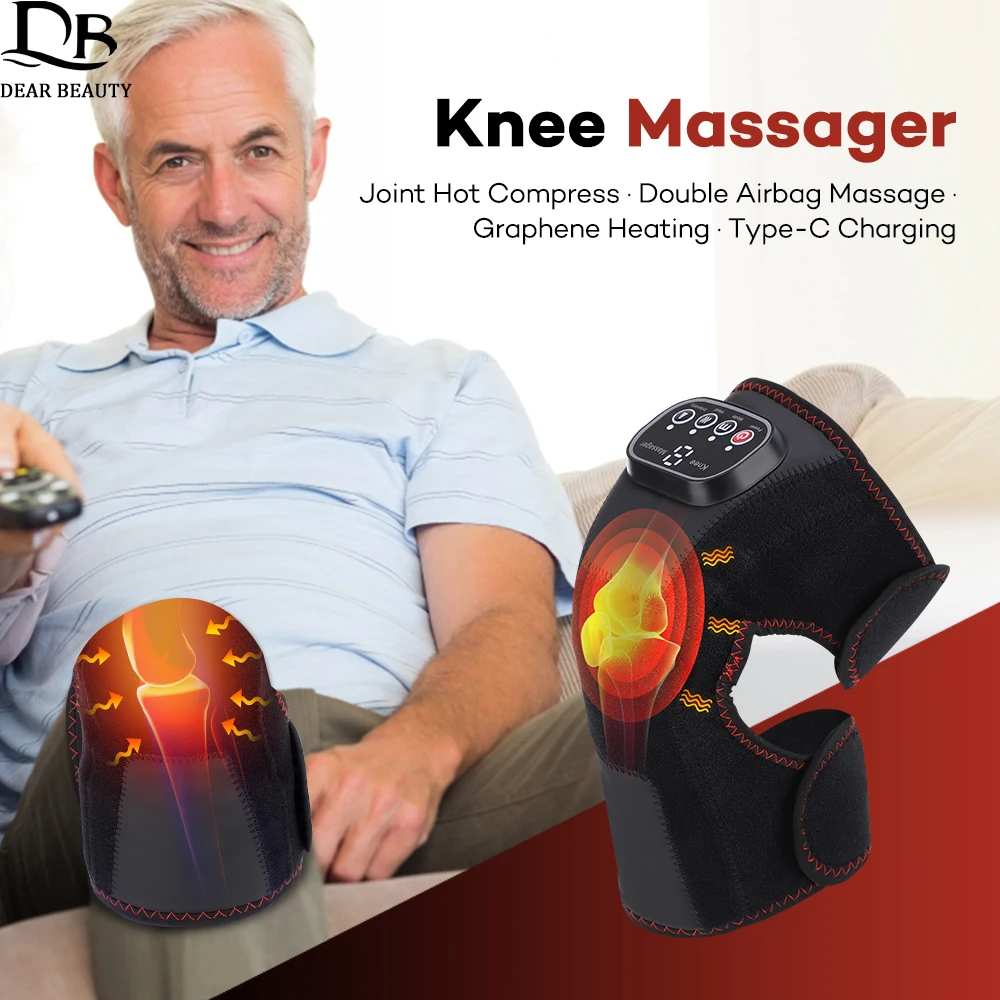 Grafeen Verwarmde Knie Massager Warm Kompres Fysiotherapie Elleboogbeen Kniebeschermer Dubbele Airbag Knie Massager Voor Gezamenlijke Pijnverlichting