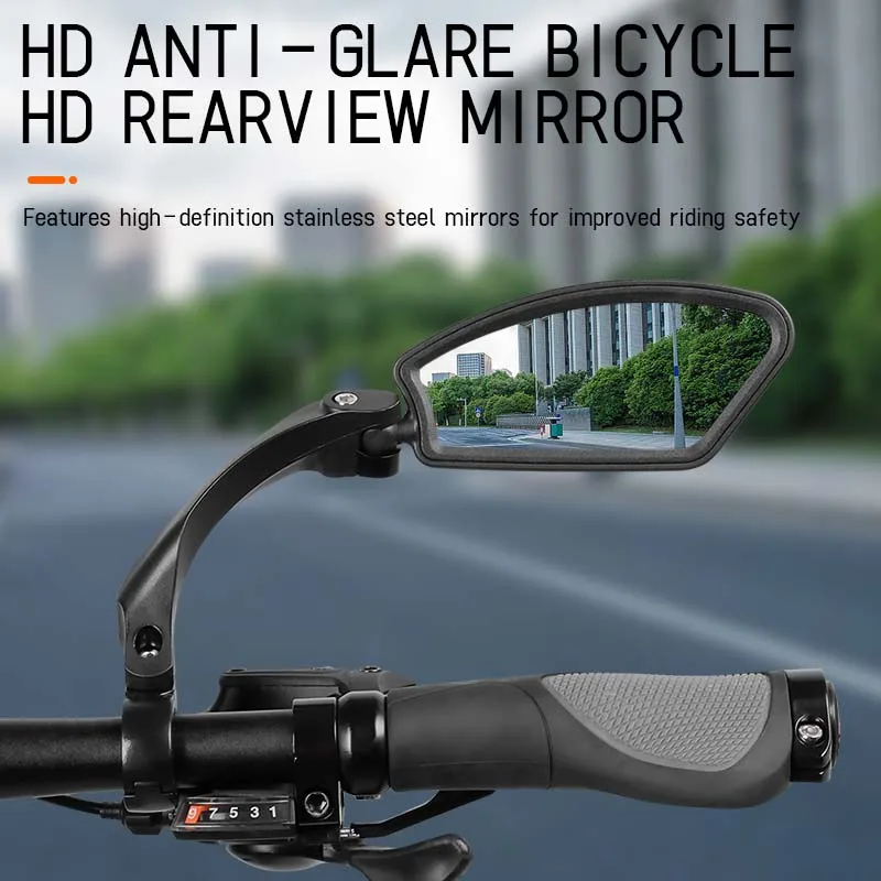 Stainless Steel HD Bike Rear VIew Mirror 360° Rotatable MTB Rear Mirror Widen Big View Road Bicycle Mirror Bike Accessories