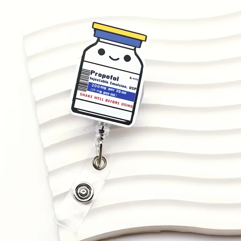 1pc Cute Medical Themed Retractable Badge Reel – Acrylic ID Holder for Doctors, Nurses, RN, LPN, Healthcare Staff