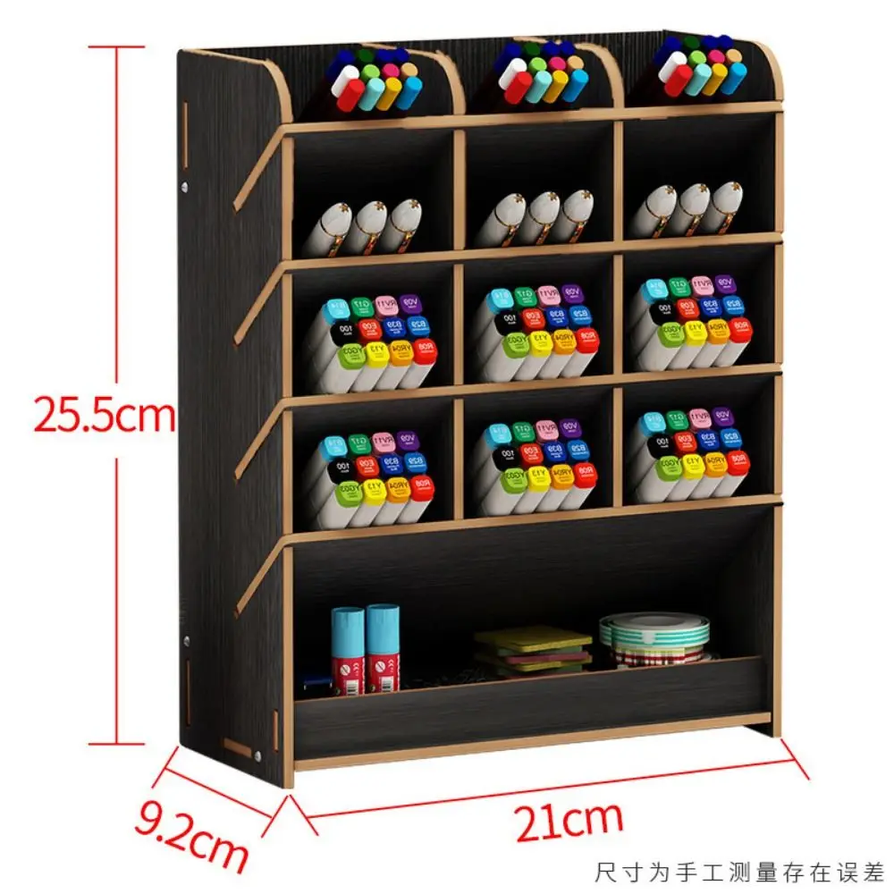 Portable Large Capacity Wooden Desk Organizer Multi-grid 5 Layer Stationery Storage Box with Drawer Desktop Storage Shelf School