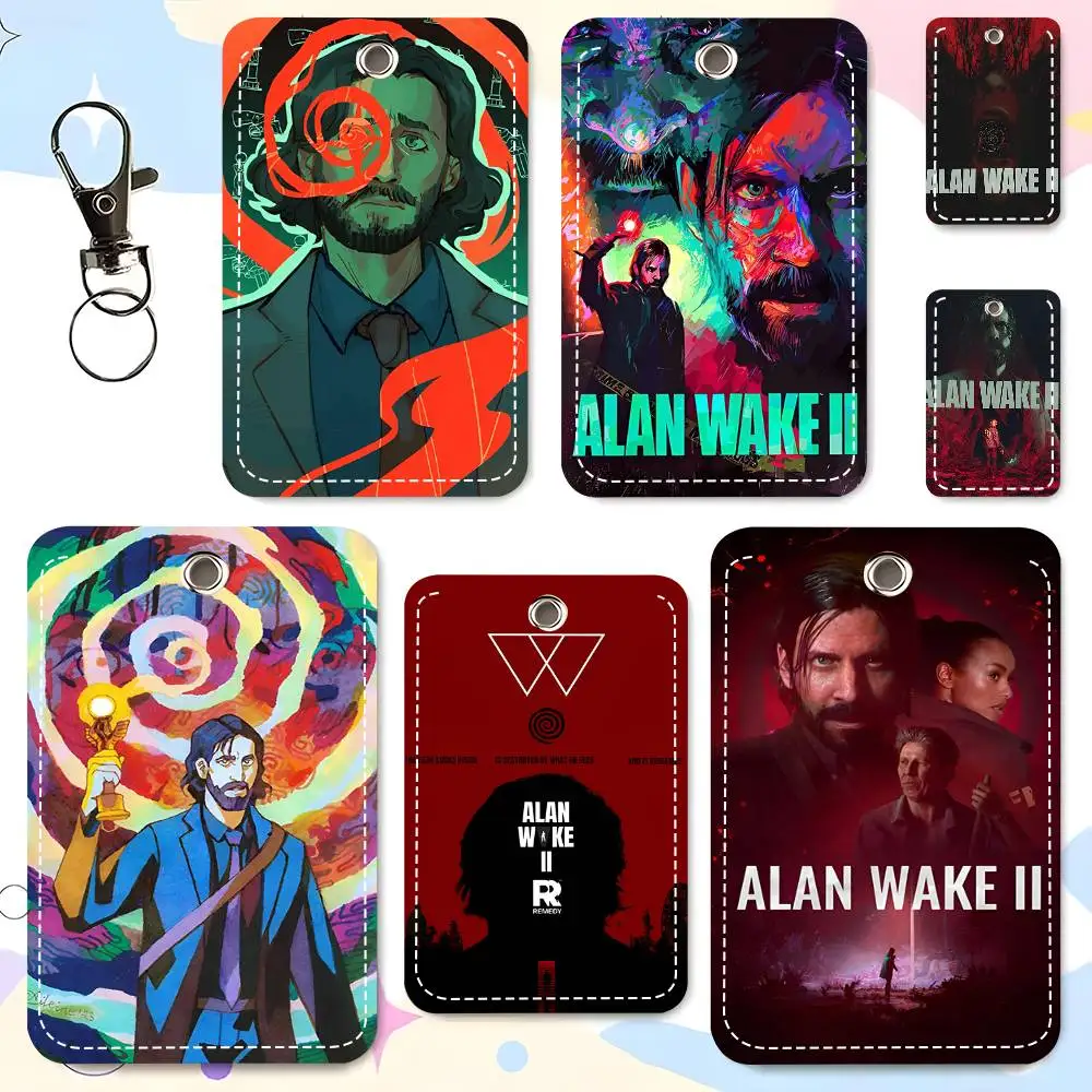 1pc Game Alan Wake 2 Card Case Keychain Access Card Bag Key Tag Ring Leather Card Holder Key Ring Access