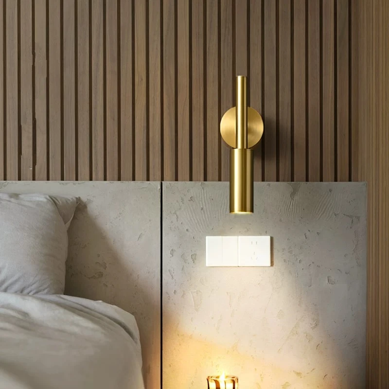 Minimalist bedside wall lamp, bedroom eye protection wall lamp, Nordic Creative Apartment hotel room rotating reading lamp