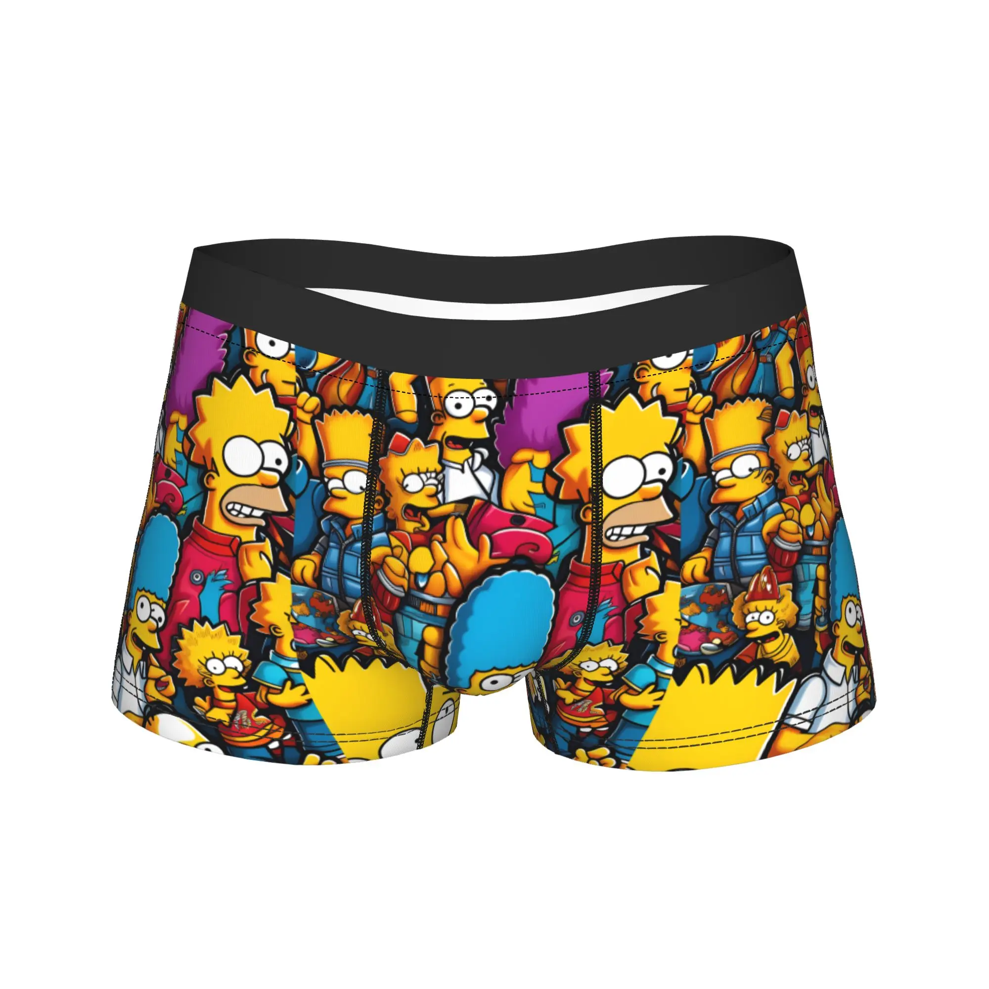 S-Simpsons Characters Streetwear Graffiti Collage Underwear Breathable Panties Shorts Briefs Men 3D Pouch Plus Size Boxershorts