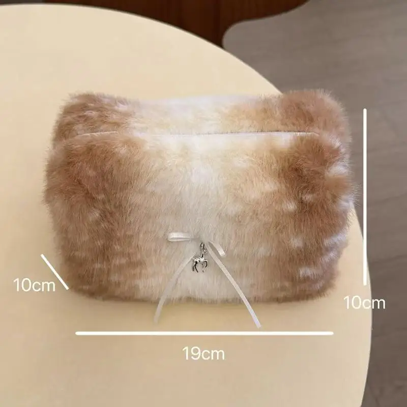 Soft Plush Women's Cosmetic Bags Deer Print Makeup Organizer Skincare Perfect Gift Washing Bags For Travel Cosmetic Storage Bags