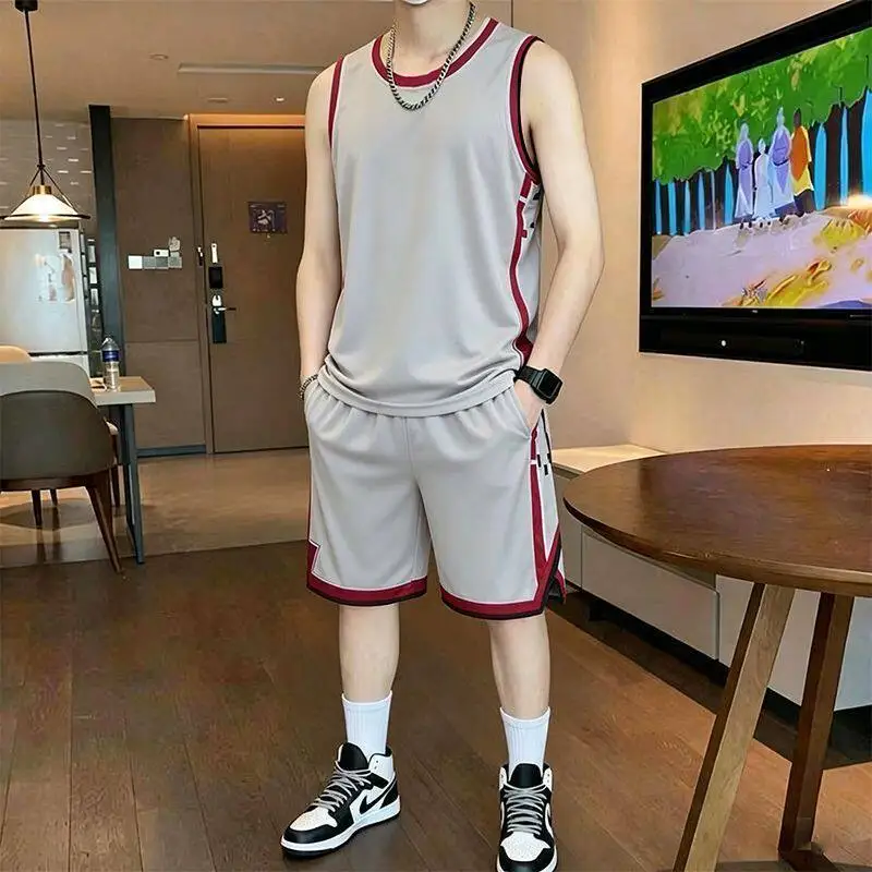 

Summer Fitness Running Quick Dry Casual Sports Set Men's 2026 T-Shirt Vest Shorts Basketball Uniforms Polyester Fiber