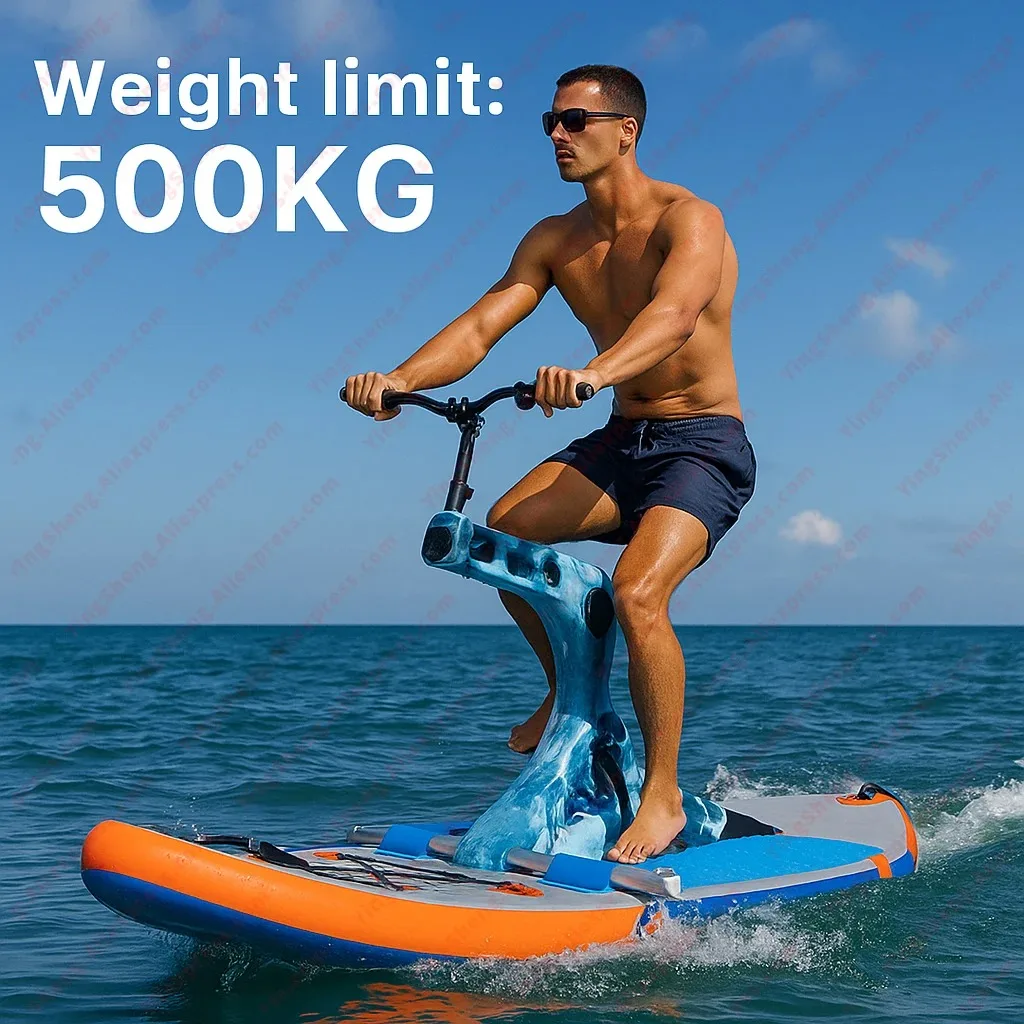 Single Water Sup Bike Inflatable Pontoon Water Bike Recreational Wading Bike One Person Sup Board Pedal Bicycle for Water Sports