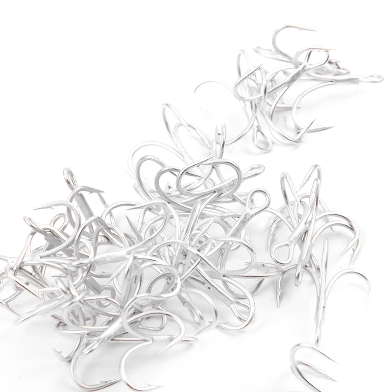 

High carbon 6066 3X matte tin strength mixed treble hook bright tin fishing hook