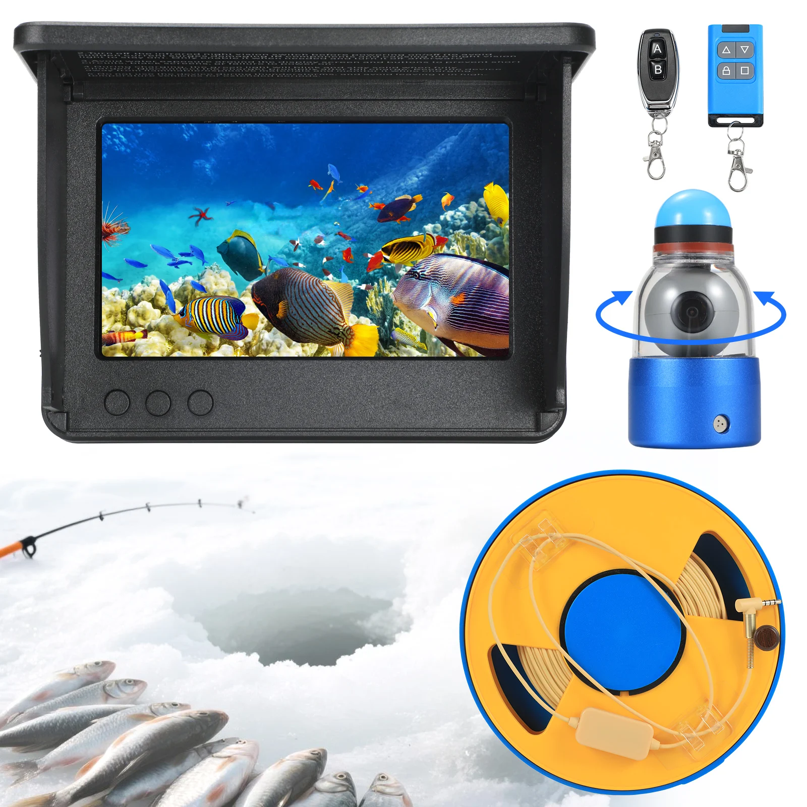 Fish Finder Portable - Kit Telecamera Subacquea per Pesca, Rilevatore