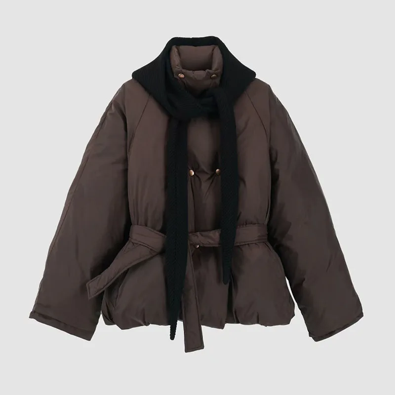 Veste d'hiver tricotée à capuche avec cordon de serrage, doudoune chaude et amincissante à la mode, veste ample pour femmes, nouvelle collection 2025