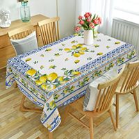 Lemon Flower Printed Waterproof Tablecloth Holiday Wedding Party Decor Washable Rectangle Table Cloths Dining Room Table Decor