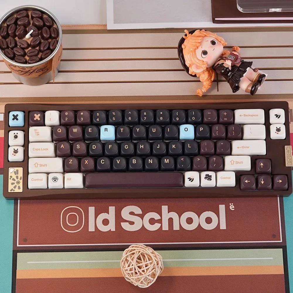 

Cute Siamese Cat Theme Keycaps 132 Keys PBT Dye MOA Profile Keycap Custom Cartoon Gaming KeyCaps for Mechanical Keyboard Gifts