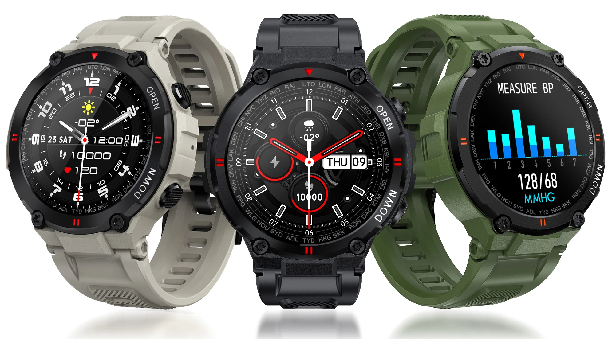 Waterdicht K22 Smart Watch Heren Android IOS Hartslag Bloeddruk Zuurstofmonitor Smart Watch Sport Fitness Bluetooth-oproep