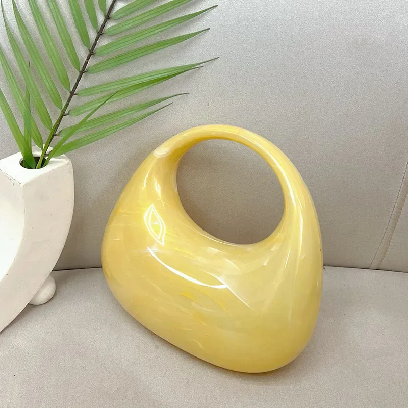 

Candy Bright Acrylic Crescent Bag Half Moon Evening Bags For Women Luxury Designer Chain Dinner Bag For Party Wedding Clutch