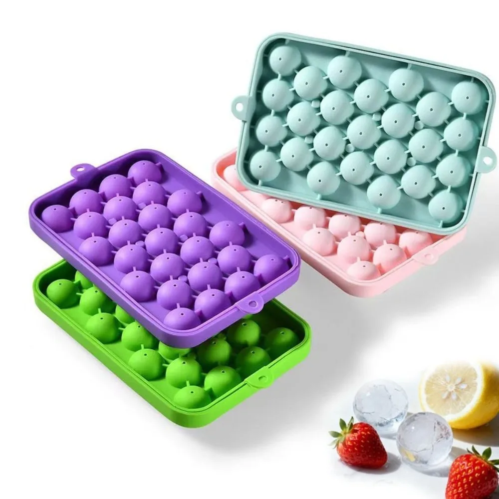 Creative Silicone Grape Ball Molds 25 Grids Round Shape Handmade Soap Molds Easy Demould Reusable Ice Cube Mold Kitchen Tools