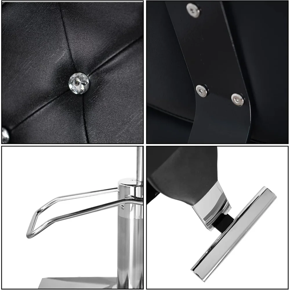 Sillón de peluquero reclinable resistente, sillón de salón de peinado con reposacabezas y reposapiés, 360 °   Giratorio, altura ajustable, ajuste Ha