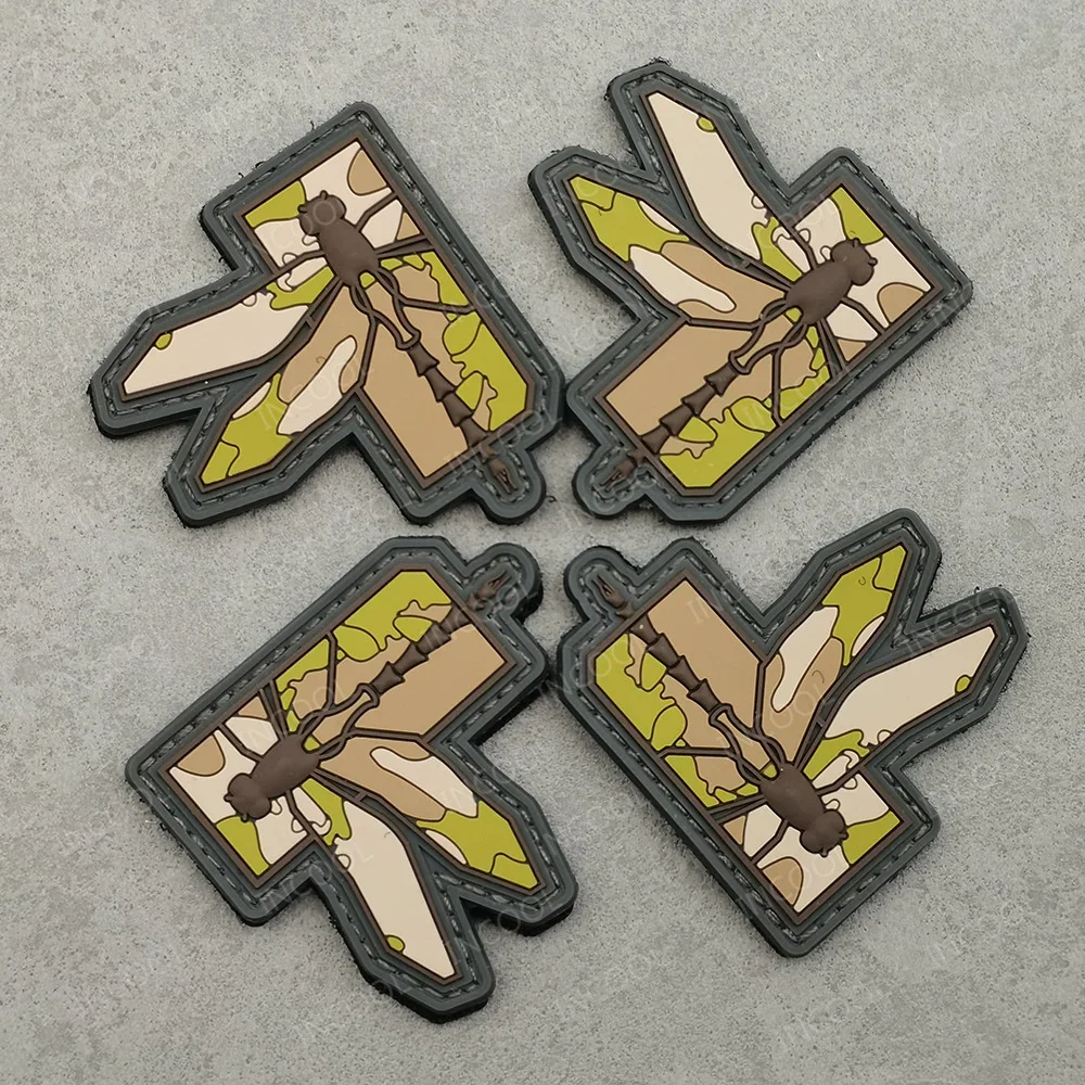 Animal 3D PVC Rubber Dragonfly Patches Flying Insect Armband Decorative Badges For Clothing Backpack