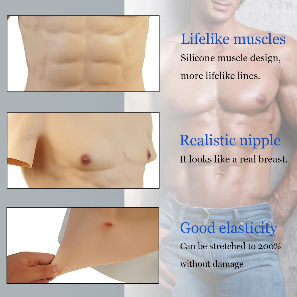 Silikon Muskel Brust Realistische Männliche Brust Weste Bauch Muskel Simulation Haut Silikon Weich