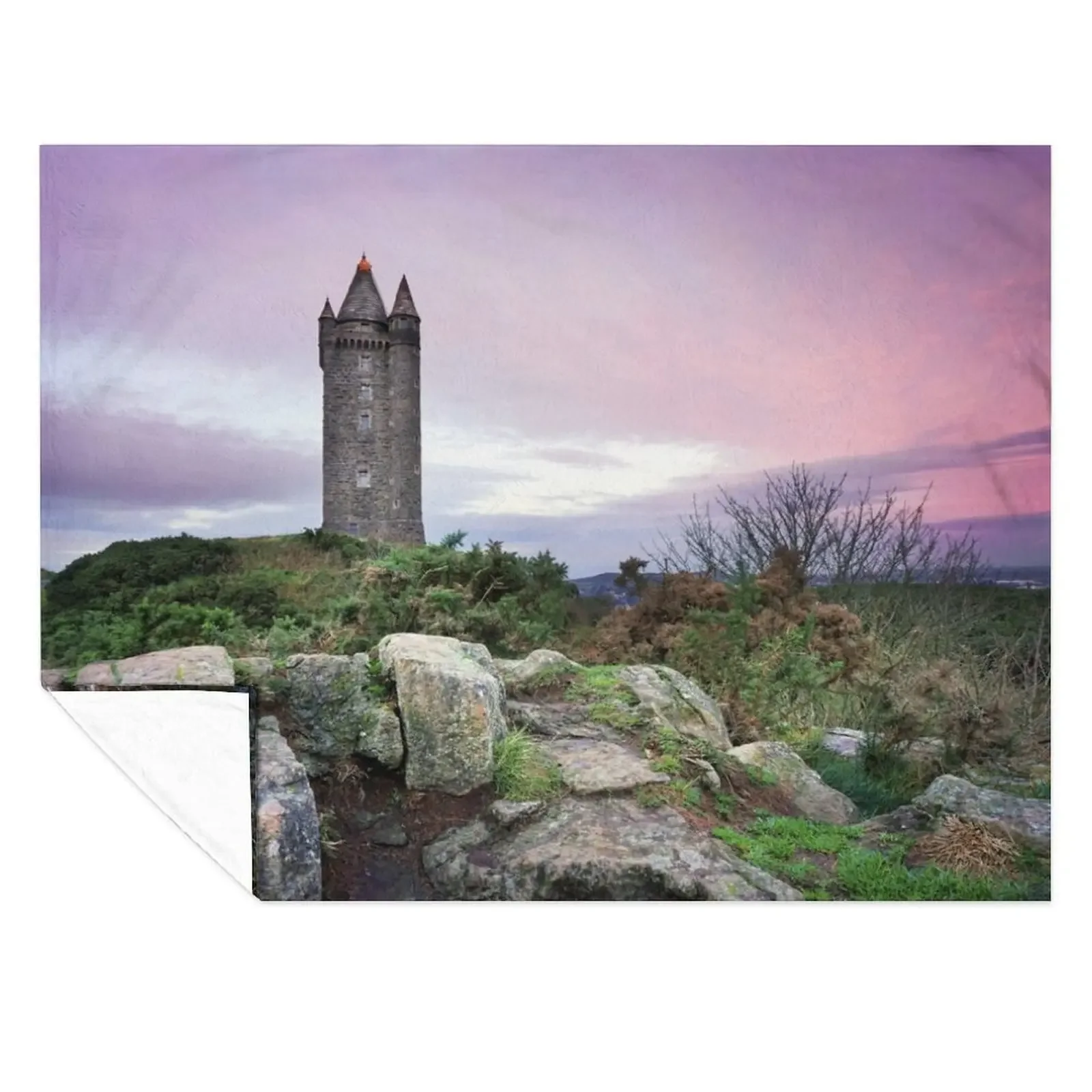 

Scrabo tower sunset - Newtownards Throw Blanket manga Soft Winter beds Decorative Throw Blankets